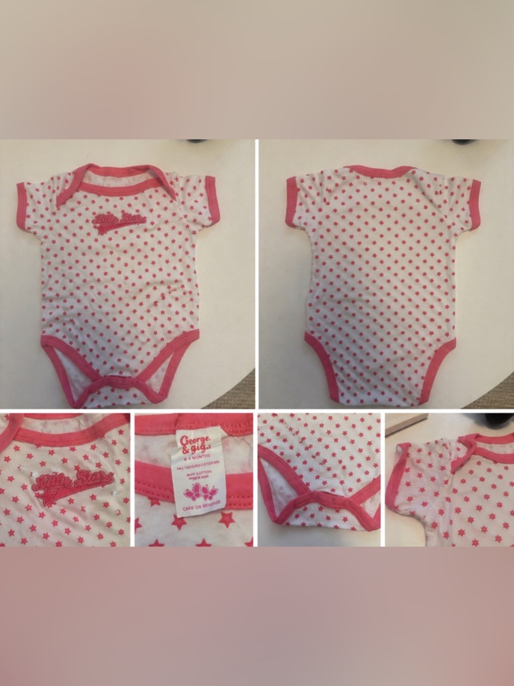 George & Jill Pink Star Infant Onesie